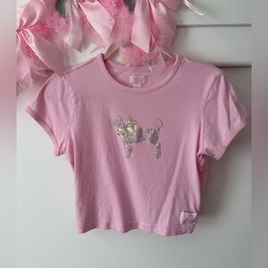 LOVESHACKFANCY X Pink Cotton Cropped Tshirt